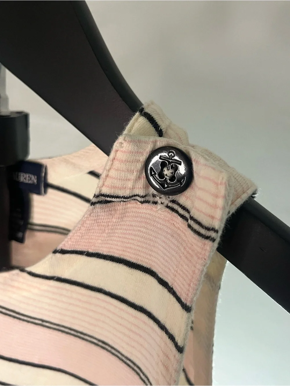 Ralph Lauren 90s Anchor Pink Striped Nautical Vintage Dress 18-24M